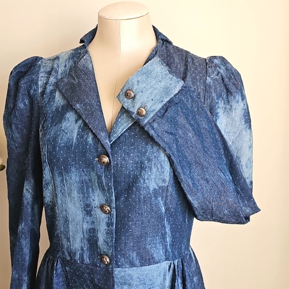 For Her NYC Goth Coquette Grunge Romantic Dress Wash Blue "The Takeover" Size M - Picture 4 of 15